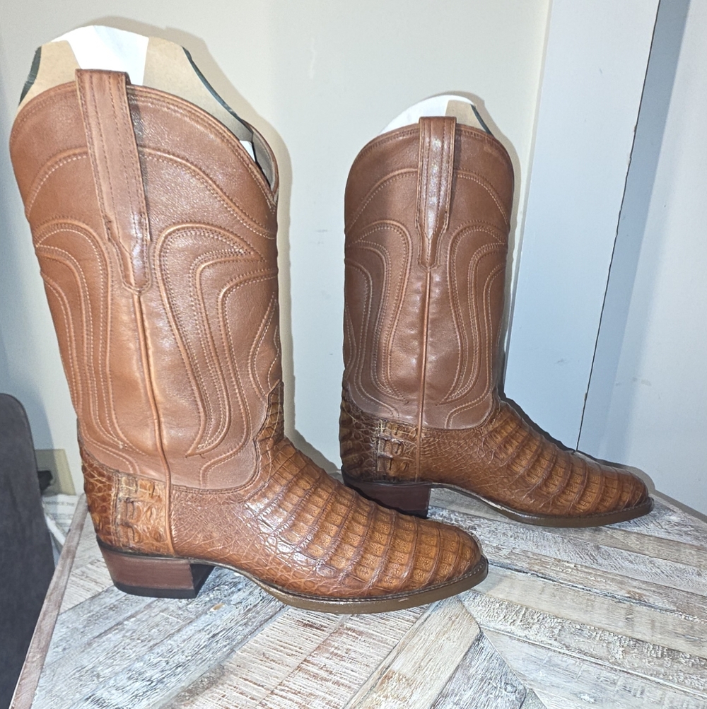 Tecovas Dillon. Handmade Brown Authentic Leather.10.5D Round Toe Cowboy Boots.